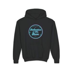 Reflection of His Love Youth Hoodie — Retro Blue Badge Hoodie for Kids
