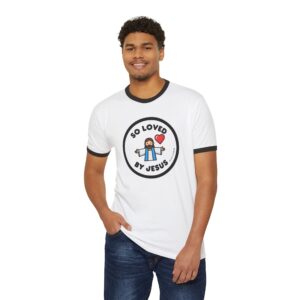 So Loved by Jesus Ringer Tee — Christian Faith Graphic T-Shirt