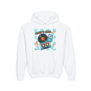 Youth Music Hoodie - "Raised On Vinyl" Retro Record & Cassette Graphic
