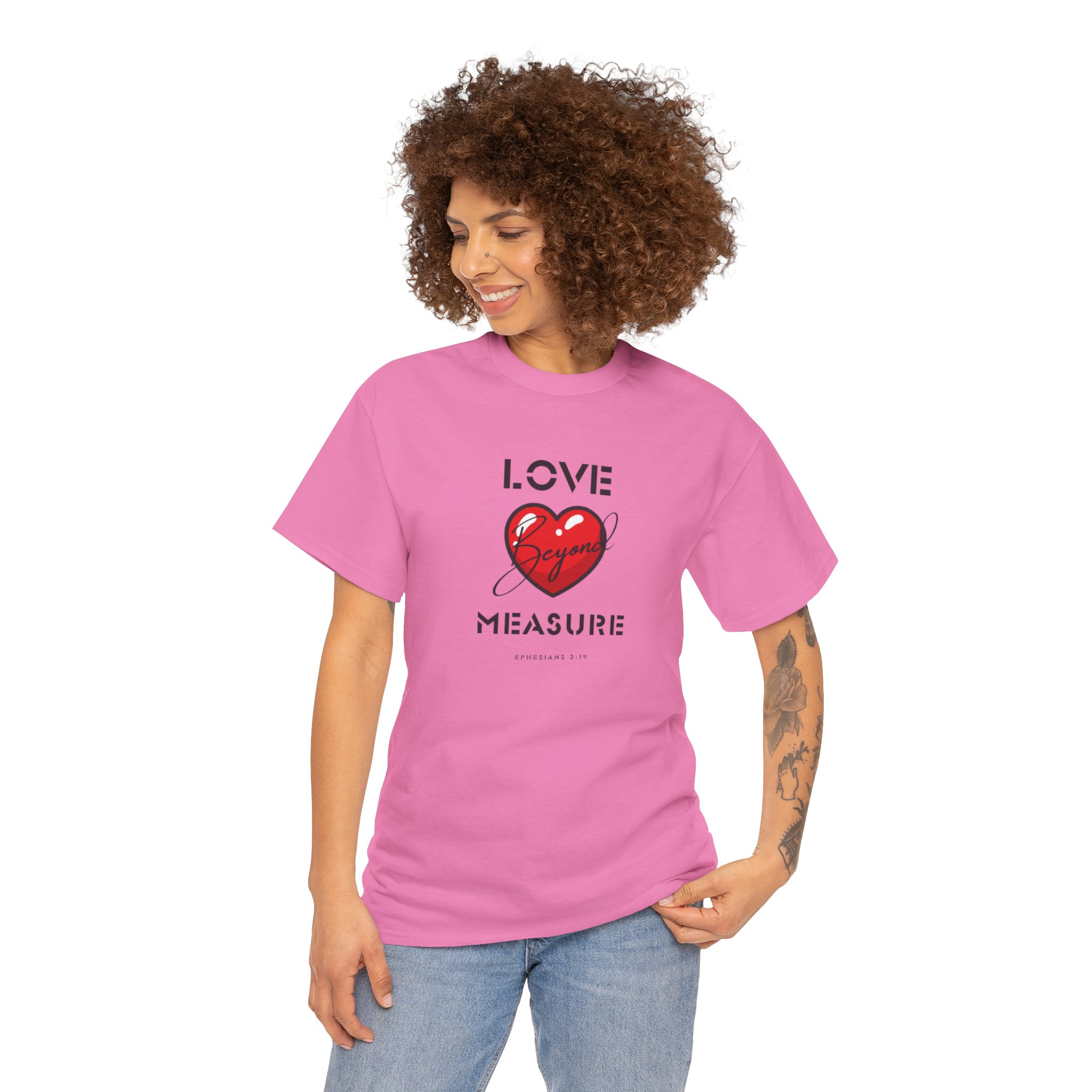 T-Shirt — "Love Beyond Measure" Heart Graphic Tee