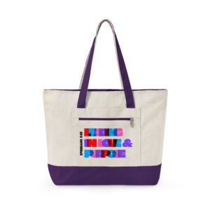 Zippered Canvas Tote — Lead in Love & Purpose Colorblock Inspirational Tote Bag