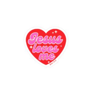 Jesus Loves Me Heart Sticker — Christian Faith Vinyl Kiss-Cut Sticker