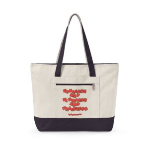 Canvas Tote Bag — Red Poppy Floral "Priceless" Zippered Market Tote