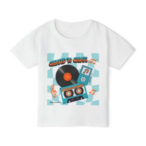 Toddler Music Tee — "Created to Create" Retro Record & Cassette Shirt