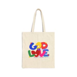 Tote Bag — "God Is Love" Colorful Retro Faith Canvas Tote