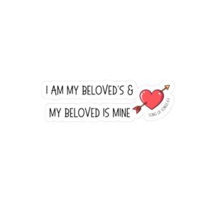 Kiss-Cut Sticker — “I Am My Beloved’s & My Beloved Is Mine” Heart Design