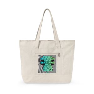 Canvas "Chosen Generation" Tote Bag — Retro Aqua Text Graphic Zippered Beach & Market Tote