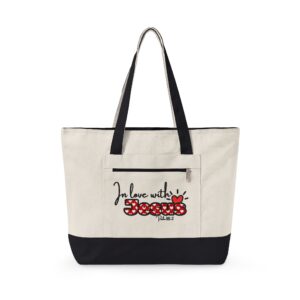 I'm In Love With Jesus Canvas Tote Bag — Zippered Grocery & Market Tote