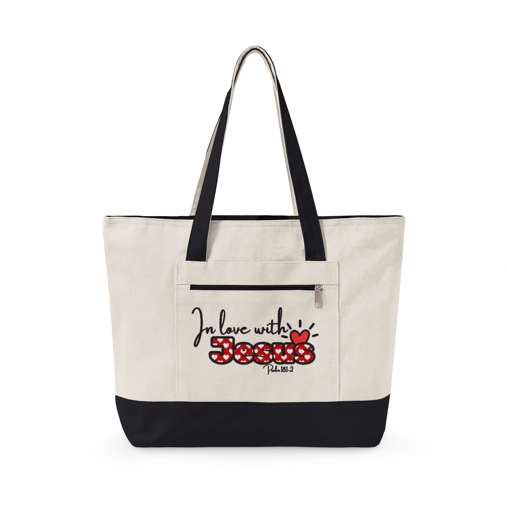 I'm In Love With Jesus Canvas Tote Bag — Zippered Grocery & Market Tote