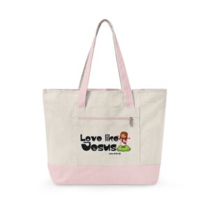 Canvas Tote Bag — "Love Like Jesus" Faith Graphic Zippered Tote