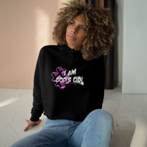 Crop Hoodie — Pink Hashtag Graphic "I am God's " Cropped Hoodie