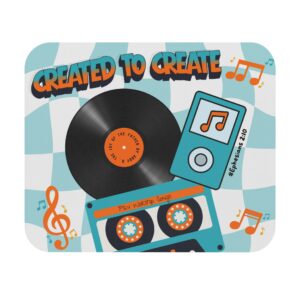 Created to Create Music Mouse Pad — Retro Vinyl & Cassette Desk Mat