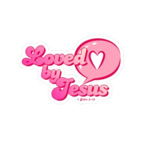 Loved by Jesus Pink Heart Sticker — Christian Faith Vinyl Kiss-Cut