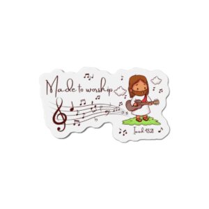 Made to Worship Magnet — Christian Music Jesus Guitar Die-Cut Fridge Magnet
