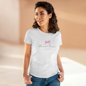 Women's 'Loved & Chosen' Pink Bow T-Shirt – Feminine Christian Tee