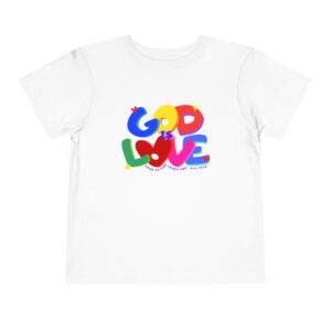 Toddler Tee — Colorful "God Is Love" Heart Graphic