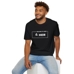 T-Shirt — "I Belong to God & Her" Christian Faith Couple Tee