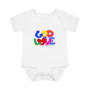 God Is Love Baby Bodysuit - Colorful Faith Graphic Infant Onesie