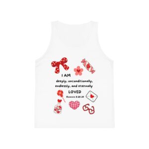 Kid's Tank Top - "I Am Loved" Bible Verse (Romans 8:38-39) Heart Design