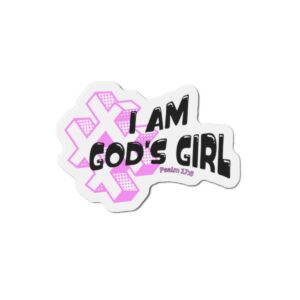 Die-Cut Magnet — “I Am God’s Girl” Pink Faith Sticker Magnet (Psalm 139)