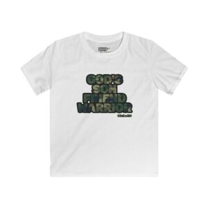 Kids Tee — "God's Son, Friend, Warrior" Camo Faith Graphic