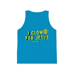 Kids Tank Top - "I Glow For Jesus" Neon Christian Youth Shirt