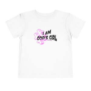 I Am God's Girl Toddler Tee — Pink Cross Christian Faith Shirt