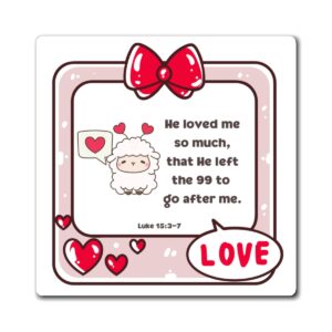 Christian Love Magnet – Cute Lamb Luke 15:3–7 Scripture Refrigerator Decor