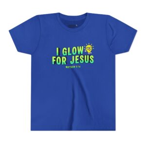 Youth Tee - "I Glow For Jesus" Neon Christian Kids Shirt