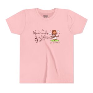 Youth Music Tee with Cute Guitar Kid Illustration — 'Made to Worship'