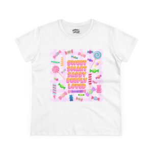 Sweet, Sassy, Deeply Loved Tee — Pastel Candy Graphic Women's T-Shirt