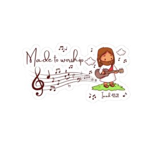 Made to Worship Jesus Sticker — Cute Christian Music Vinyl Decal (Luke 4:8)